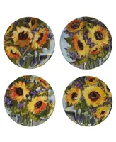 Certified International Sunflower Bouquet Set of 4 Salad Plate 9"