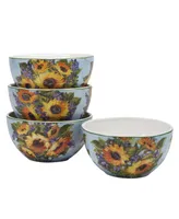 Certified International Sunflower Bouquet Set of 4 Ice Cream Bowl