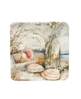 Certified International Coastal Landscape Set of 4 Canape Plates, 6"