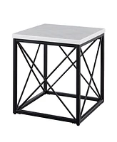 Steve Silver Skyler 22" Square Marble and Metal End Table