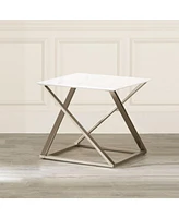 Steve Silver Zurich 24" Square Faux Marble and Matte Chrome End Table