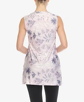 White Mark Women's Floral Sleeveless Tunic Top