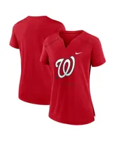 Women's Nike Red Washington Nationals Pure Pride Boxy Performance Notch Neck T-shirt