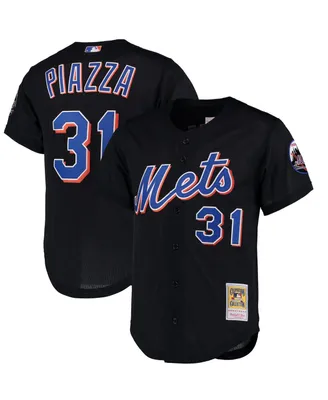 Men's Mitchell & Ness Mike Piazza Black New York Mets Cooperstown Collection Mesh Batting Practice Jersey