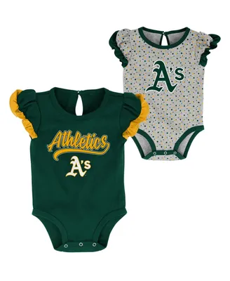 Girls Newborn Green, Heathered Gray Oakland Athletics Scream and Shout Two-Pack Bodysuit Set