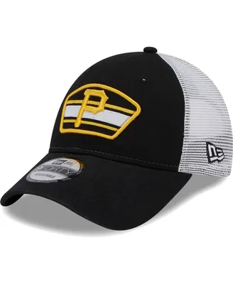 Men's New Era Black, White Pittsburgh Pirates Logo Patch 9FORTY Trucker Snapback Hat