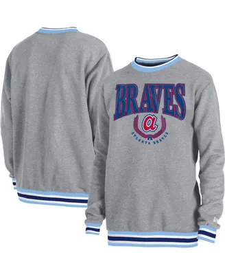 Men's New Era Heather Gray Atlanta Braves Throwback Classic Pullover Sweatshirt