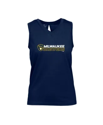 Women's LevelWear Navy Milwaukee Brewers Paisley Chase V-Neck Tank Top