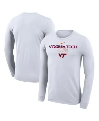 Men's Nike White Virginia Tech Hokies On Court Bench Long Sleeve T-shirt