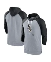 Men's Nike Heather Gray, Black Chicago White Sox Baseball Raglan 3/4 Sleeve Pullover Hoodie