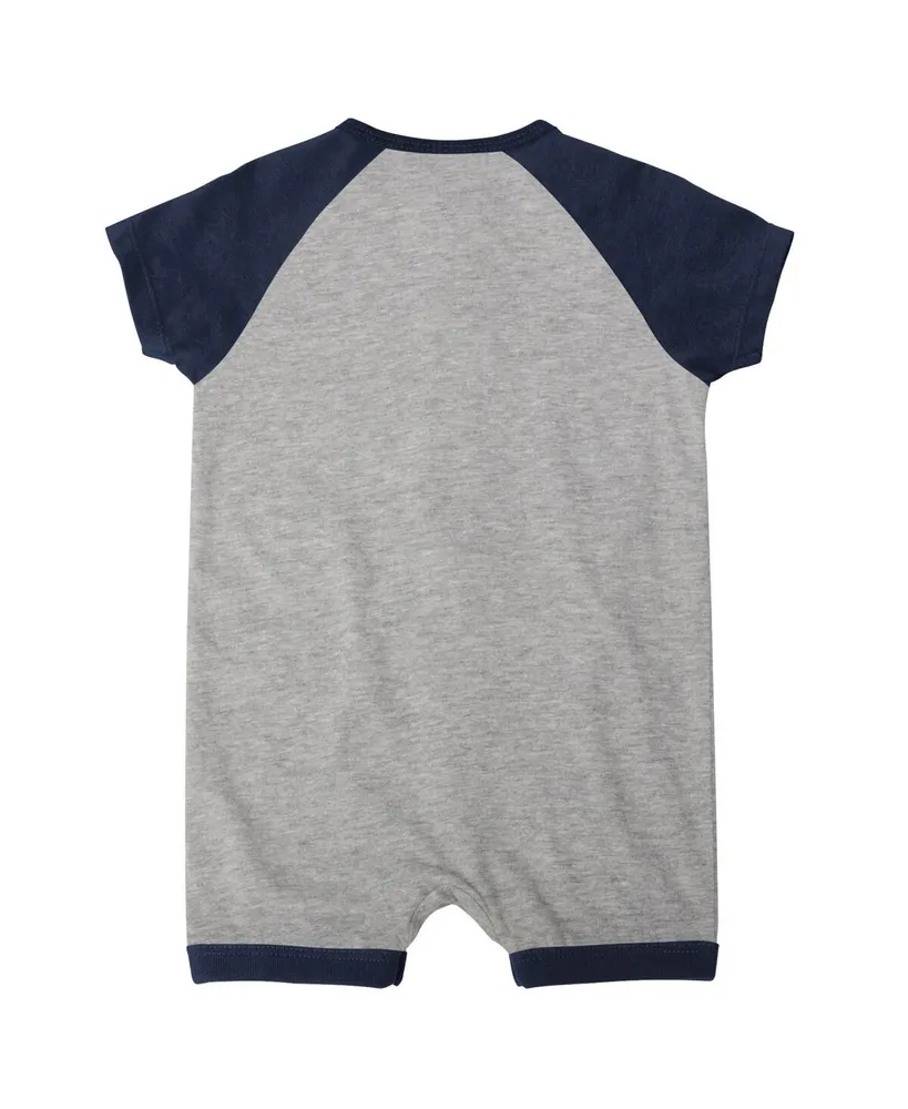 Newborn and Infant Boys and Girls Heather Gray Seattle Mariners Extra Base Hit Raglan Full-Snap Romper