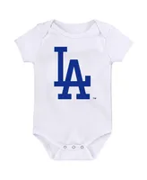 Newborn and Infant Boys Girls Royal, White Los Angeles Dodgers Minor League Player Three-Pack Bodysuit Set