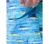 Guy Harvey Men's Scribble Fish Drawstring 7" Surf Shorts