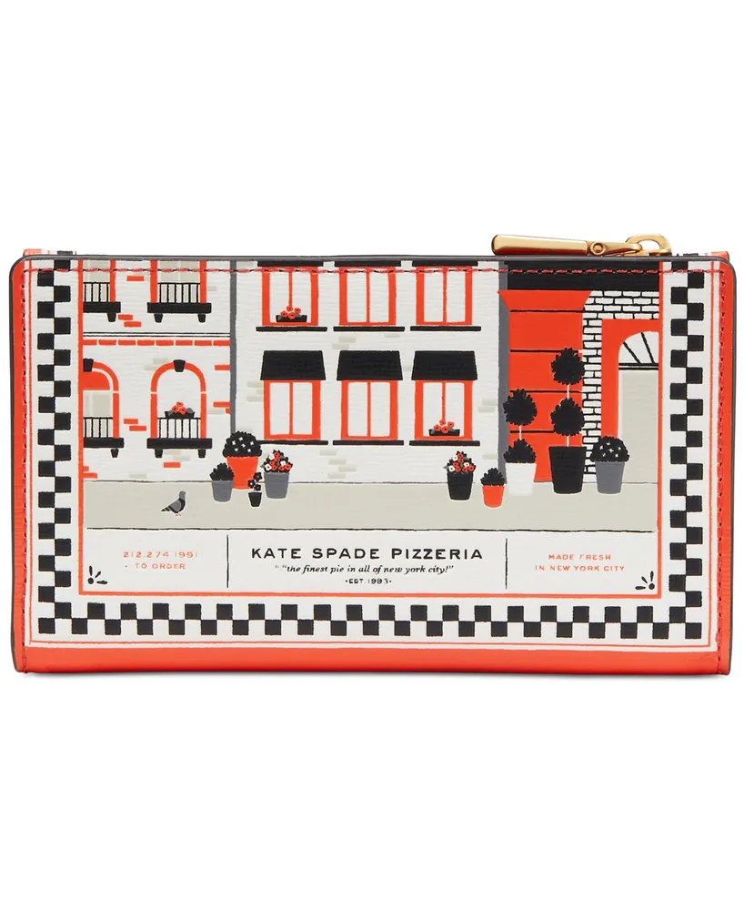 kate spade new york Slice Embossed Leather Small Slim Bifold Wallet