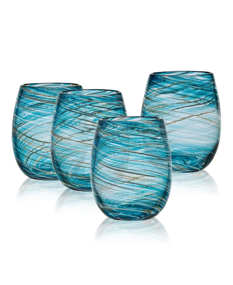 Mikasa Color Swirl 16 Ounce Stemless Glass 4-Piece Set