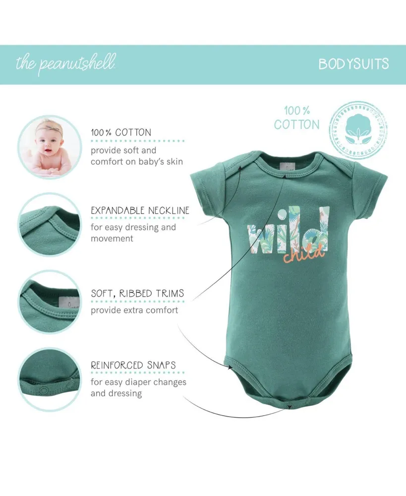 The Peanutshell Newborn Layette Gift Set for Baby Boys or Baby Girls, Blue Green Wild Jungle, 16 Essential Pieces,