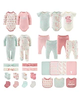 The Peanutshell Baby Girls Newborn Layette Gift Set for Baby Girls, Pink Floral Elephant, 30 Essential Pieces