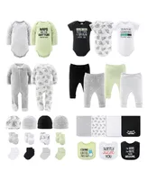 The Peanutshell Baby Boys Newborn Layette Gift Set for Baby Girls, Green Funny Basics, 30 Essential Pieces