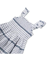 Hope & Henry Little Girls Flutter Sleeve Smocked Linen Dress