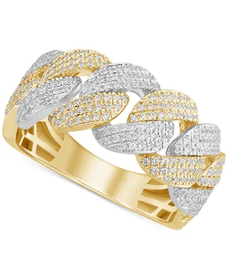 Diamond Pave Chain Link Statement Ring (3/4 ct. t.w.) in 10k Two-Tone Gold - Two