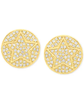 Men's Diamond Cluster Star Disc Stud Earrings (3/4 ct. t.w.) in 10k Gold