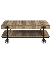 Furniture of America Luther 2 Piece Steel Industrial Coffee End Table Set