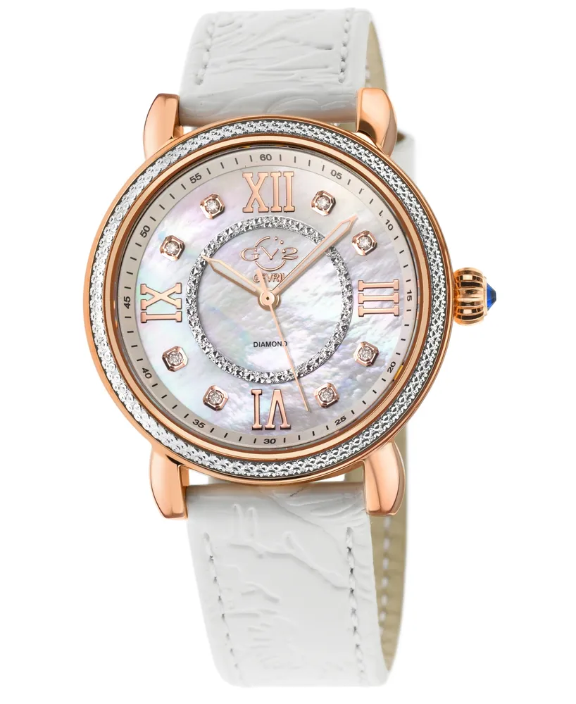 GV2 by Gevril Women's Marsala Swiss Quartz White Leather Watch 37mm