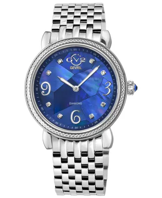 GV2 by Gevril Women's Ravenna Swiss Quartz Silver-Tone Stainless Steel Watch 37mm