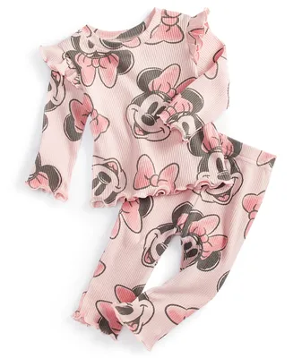 Bentex Baby Girls Minnie Mouse Top and Leggings, 2 Piece Set