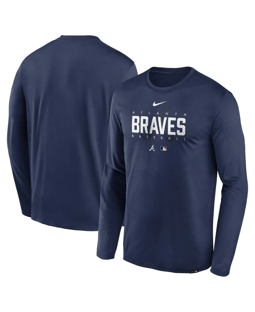 Men's Nike Navy Atlanta Braves Authentic Collection Team Logo Legend Performance Long Sleeve T-shirt