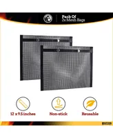 Bbq Mesh Grill Bags - 12 x 9.5 Inch Reusable Grilling Pouches for Charcoal, Gas, Electric Grills & Smokers - Heat-Resistant, Non