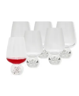 Wine Glasses on Crystal Ball Pedestal, Set of 6