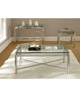 Steve Silver Nova 24" Glass and Chrome End Table