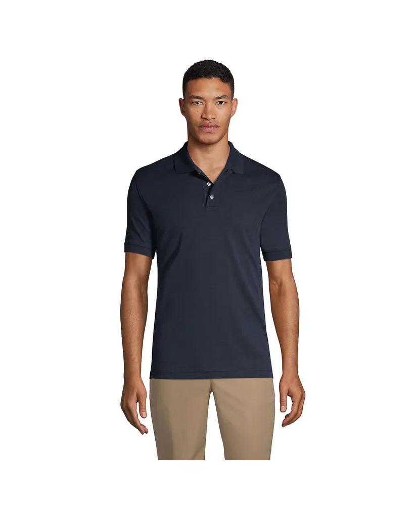 Lands' End Men's School Uniform Short Sleeve Tailored Fit Interlock Polo Shirt