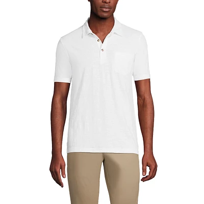 Lands' End Men's Short Sleeve Slub Pocket Polo Shirt