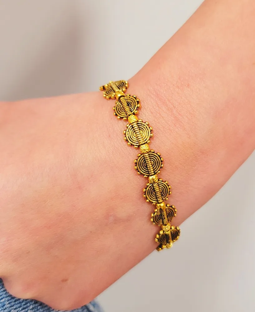 Minu Jewels Gold-Tone Etched Sun All-Around Flex Bracelet