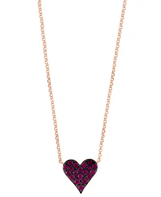 Effy Ruby Pave Heart 18" Pendant Necklace (3/8 ct. t.w.) 14k Rose Gold (Also available Sapphire)