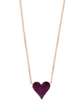 Effy Ruby Pave Heart 18" Pendant Necklace (3/8 ct. t.w.) 14k Rose Gold (Also available Sapphire)