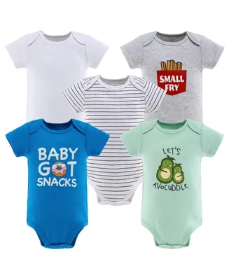 The Peanutshell Baby Boys Baby Baby Short Sleeve Bodysuits, 5 Pack, Food Themed Sayings