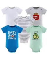The Peanutshell Baby Boys Baby Baby Short Sleeve Bodysuits, 5 Pack, Food Themed Sayings
