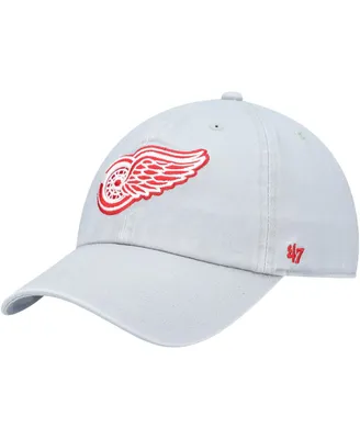 Men's '47 Brand Gray Detroit Red Wings Team Clean Up Adjustable Hat