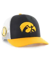 Men's '47 Brand Black Iowa Hawkeyes Side Note Trucker Snapback Hat