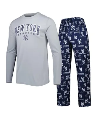 Men's Concepts Sport Navy, Gray New York Yankees Breakthrough Long Sleeve T-shirt and Pants Sleep Set