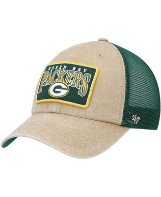 Men's '47 Brand Khaki Green Bay Packers Dial Trucker Clean Up Snapback Hat
