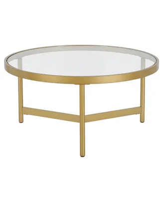 Hudson & Canal Yara 32" Wide Metal Round Coffee Table with Glass Top