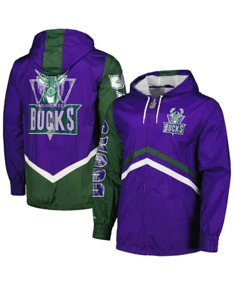 Men's Mitchell & Ness Purple Milwaukee Bucks Undeniable Full-zip Windbreaker Jacket