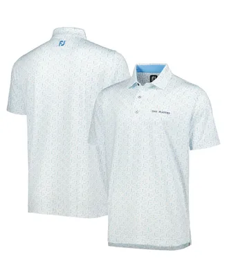 Men's FootJoy White, Light Blue The Players Allover Print ProDry Polo Shirt