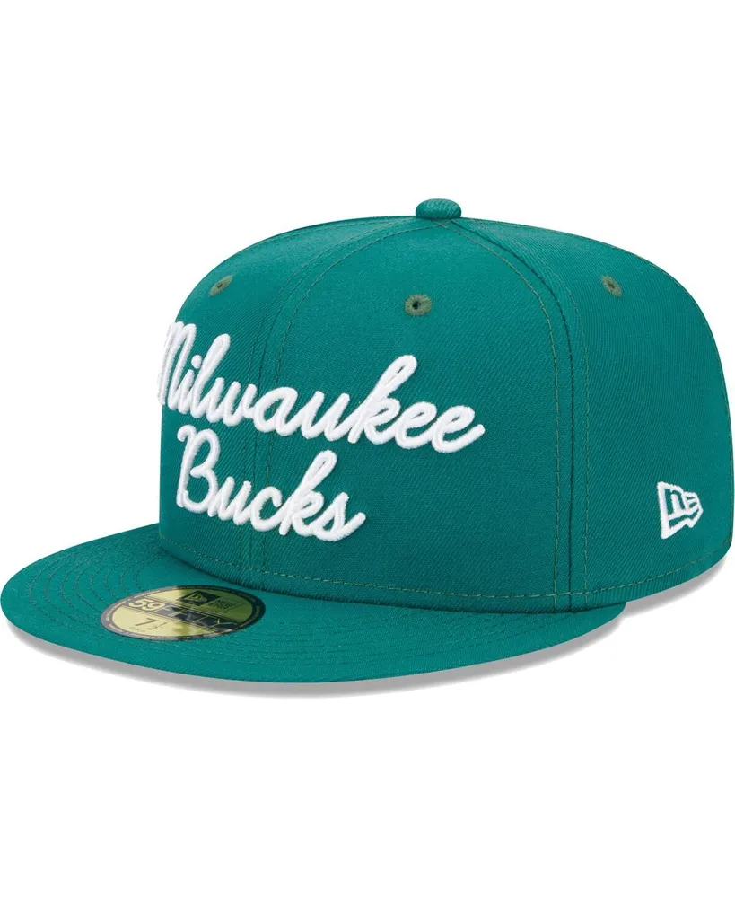 Men's New Era Augusta Green Milwaukee Bucks Script 59Fifty Fitted Hat