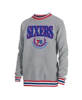 Men's and Women's New Era Gray Philadelphia 76Ers Vintage-Like Throwback Crew Sweatshirt