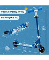 Costway Folding Adjustable Height Kids Toy Kick Scooter Rear Brake 2 Flashing Wheels